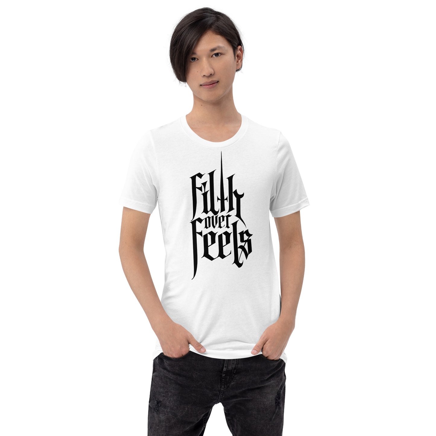 R3ND Filth over Feels 2 sided Unisex T White